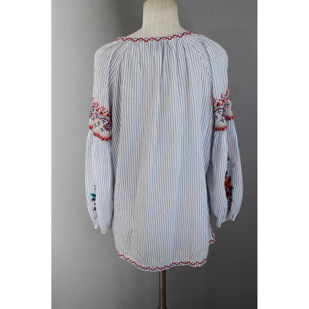 Johnny Was Workshop Nadia Peasant Blouse Top Small Embroidered Floral Bird Boho - Picture 4 of 6